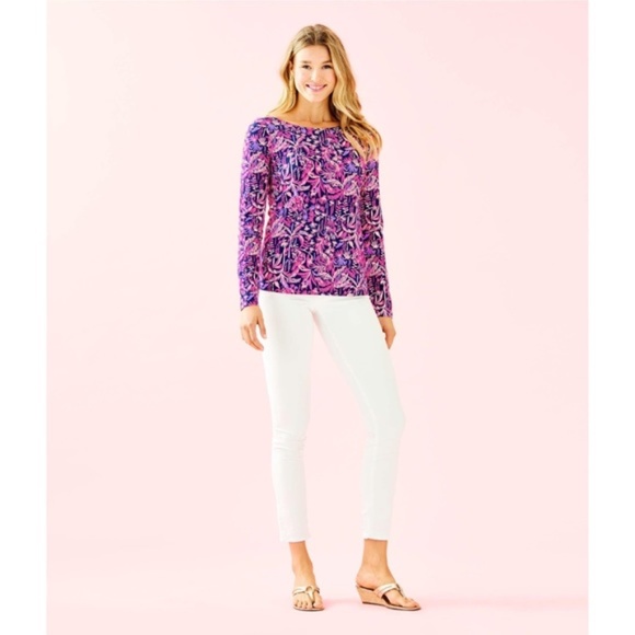 Lilly Pulitzer Tristan Top in Bright Navy Swing of Things Size Small - Picture 2 of 6